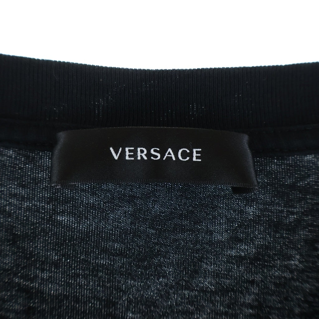 VERSACE(ヴェルサーチ) ロゴ刺繍 クルーネック半袖Tシャツカットソー ブラック 1014427 レディース