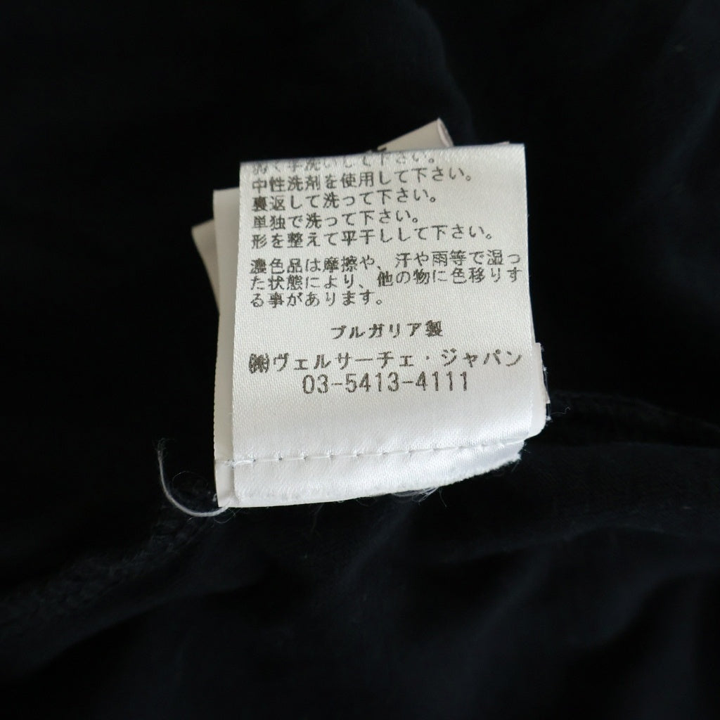 VERSACE(ヴェルサーチ) ロゴ刺繍 クルーネック半袖Tシャツカットソー ブラック 1014427 レディース