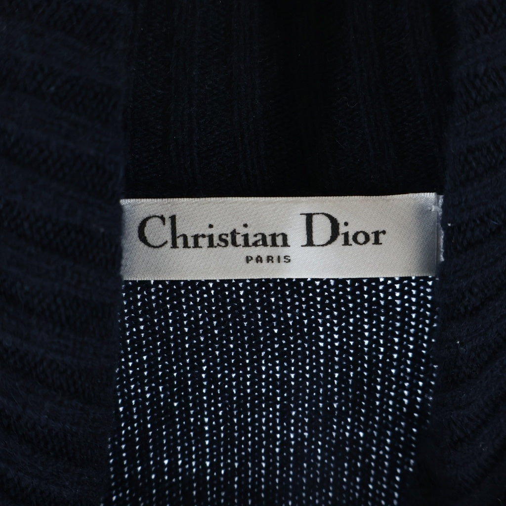 Christian Dior(クリスチャンディオール) スターロゴ ジャガード カシミヤ混 ウールニット セーター ネイビー 144S77AM134 レディース