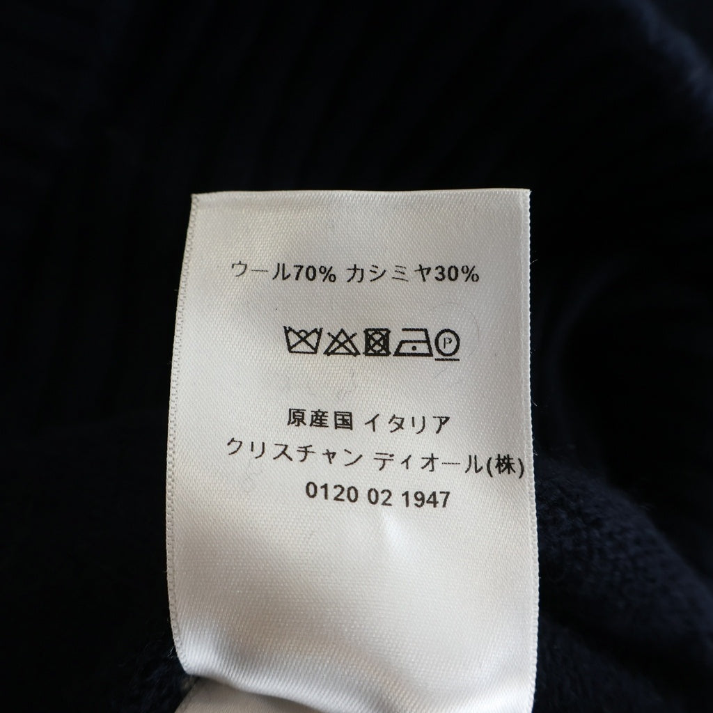 Christian Dior(クリスチャンディオール) スターロゴ ジャガード カシミヤ混 ウールニット セーター ネイビー 144S77AM134 レディース