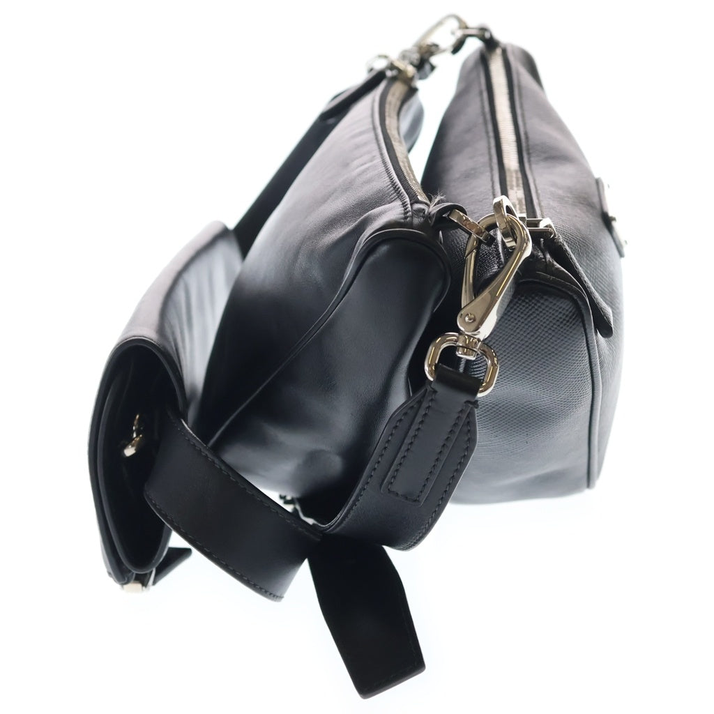 PRADA(プラダ) サフィアーノ レザー トライアングル ダブル ショルダーバッグ ブラック 2VH157