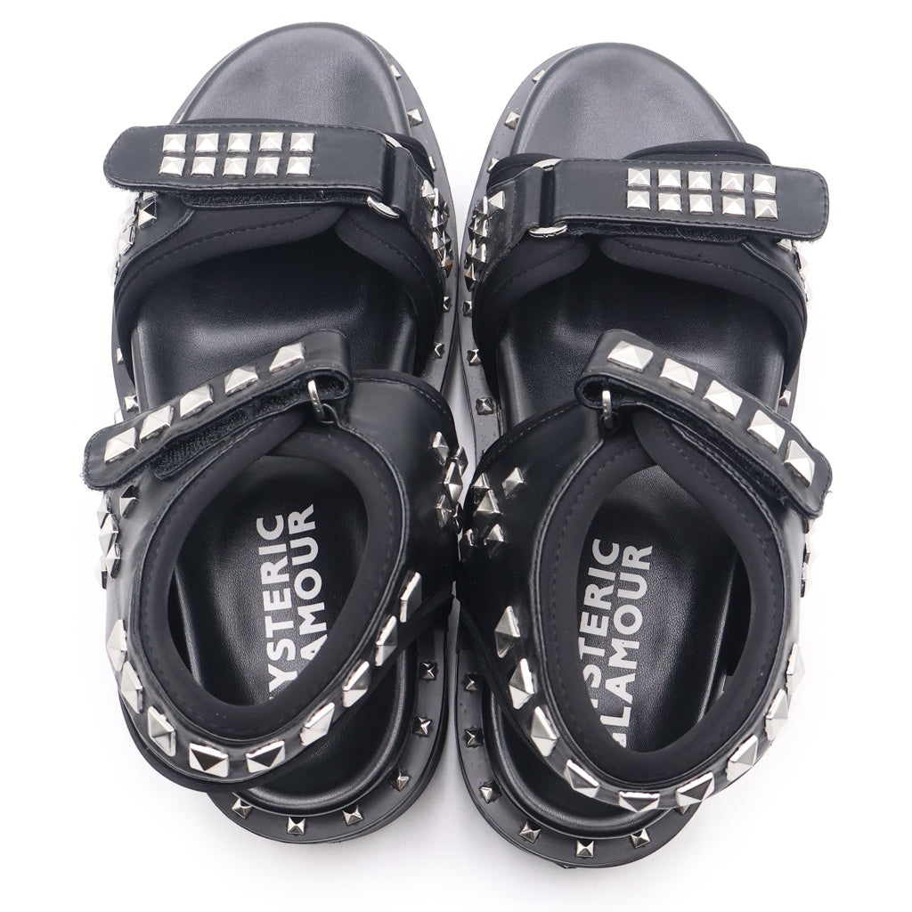 HYSTERIC GLAMOUR(ヒステリックグラマー) STUDDED FOOTBED SANDALS スタッズ フットベッド サンダル レディース ブラック 01201QS054