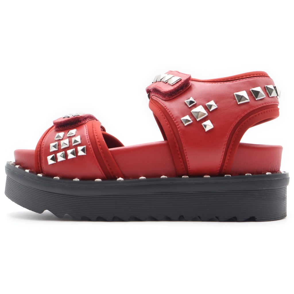 HYSTERIC GLAMOUR(ヒステリックグラマー) STUDDED FOOTBED SANDALS スタッズ フット ベッド サンダル レディース レッド 24cm 01201QS052