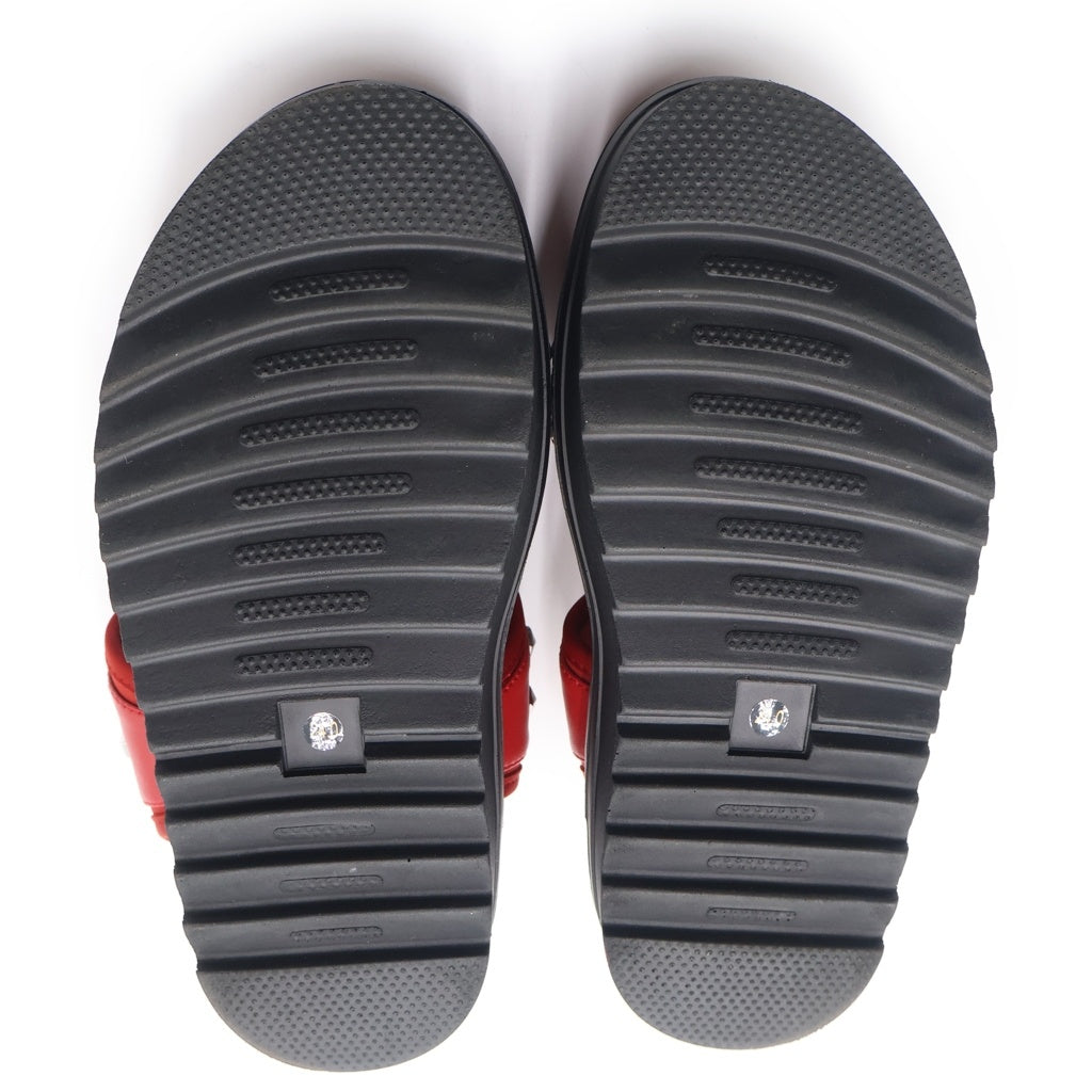 HYSTERIC GLAMOUR(ヒステリックグラマー) STUDDED FOOTBED SANDALS スタッズ フット ベッド サンダル レディース レッド 24cm 01201QS052