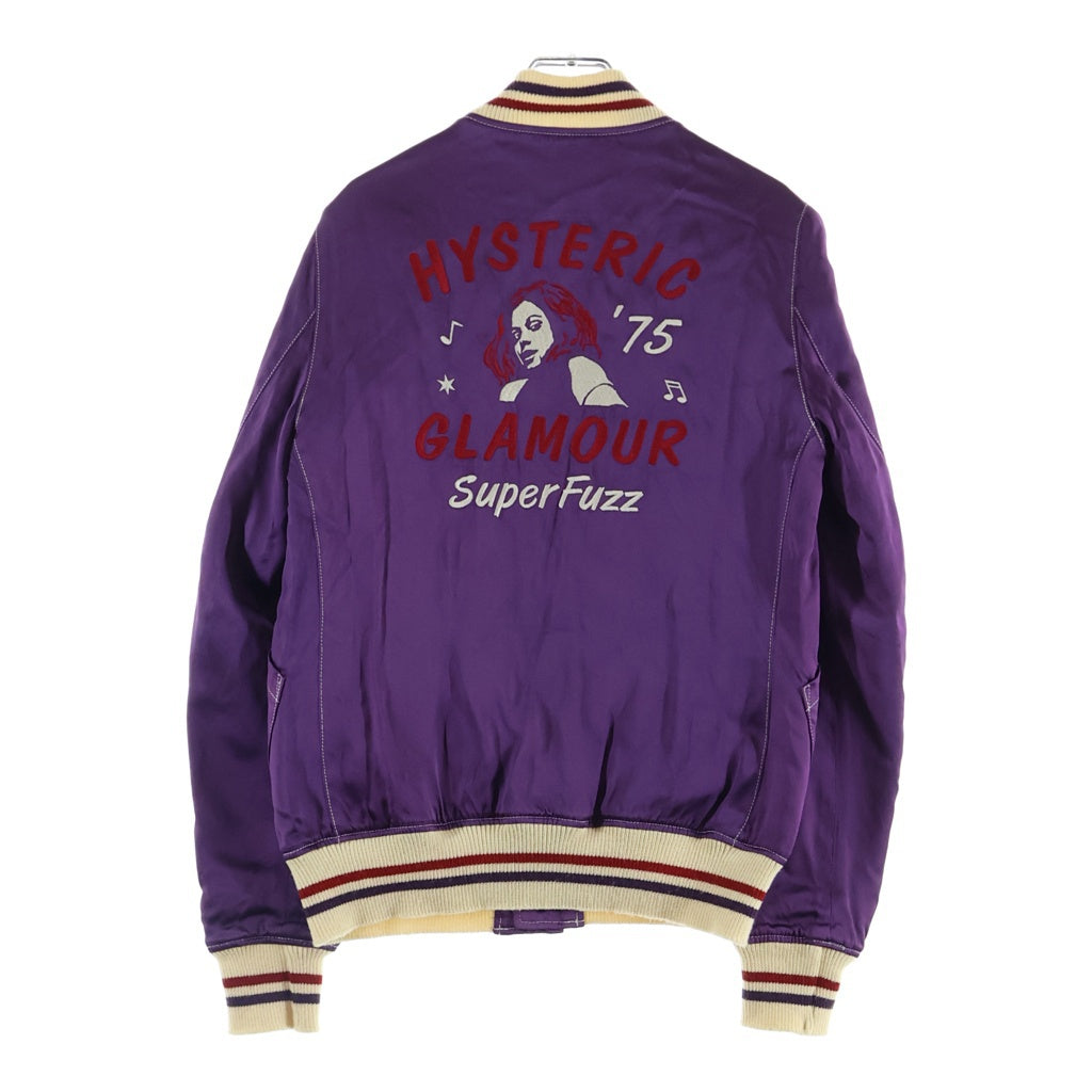 HYSTERIC GLAMOUR(ヒステリックグラマー) バックロゴ刺繍 レーヨン スタジャン ジャケット ブルゾン パープル 0153AB14