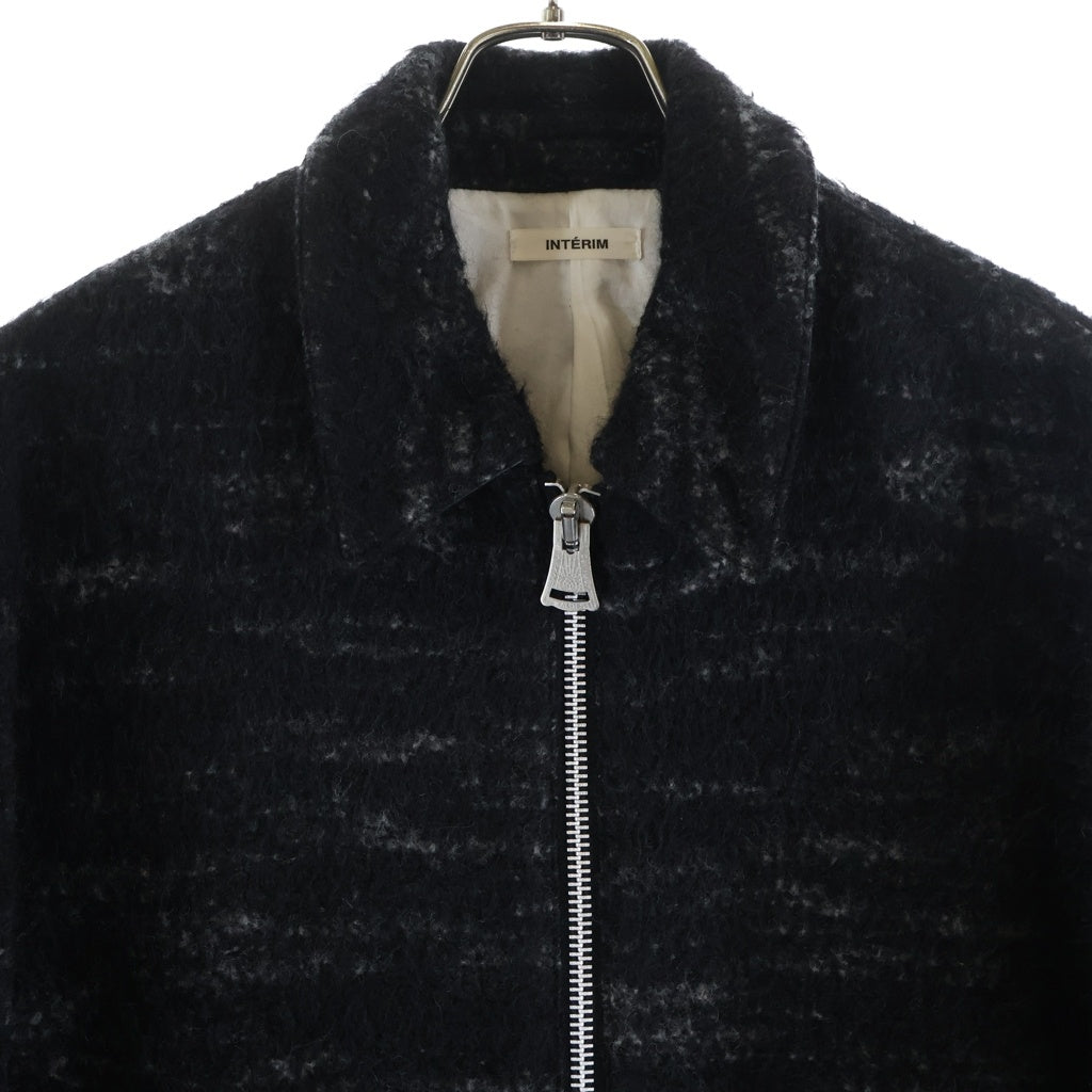 INTERIM(インテリム) DOUBLE FACE HAIRY BABY LAMA WOOL SPORTS JACKET ウールスポーツジャケット ブルゾン ブラック