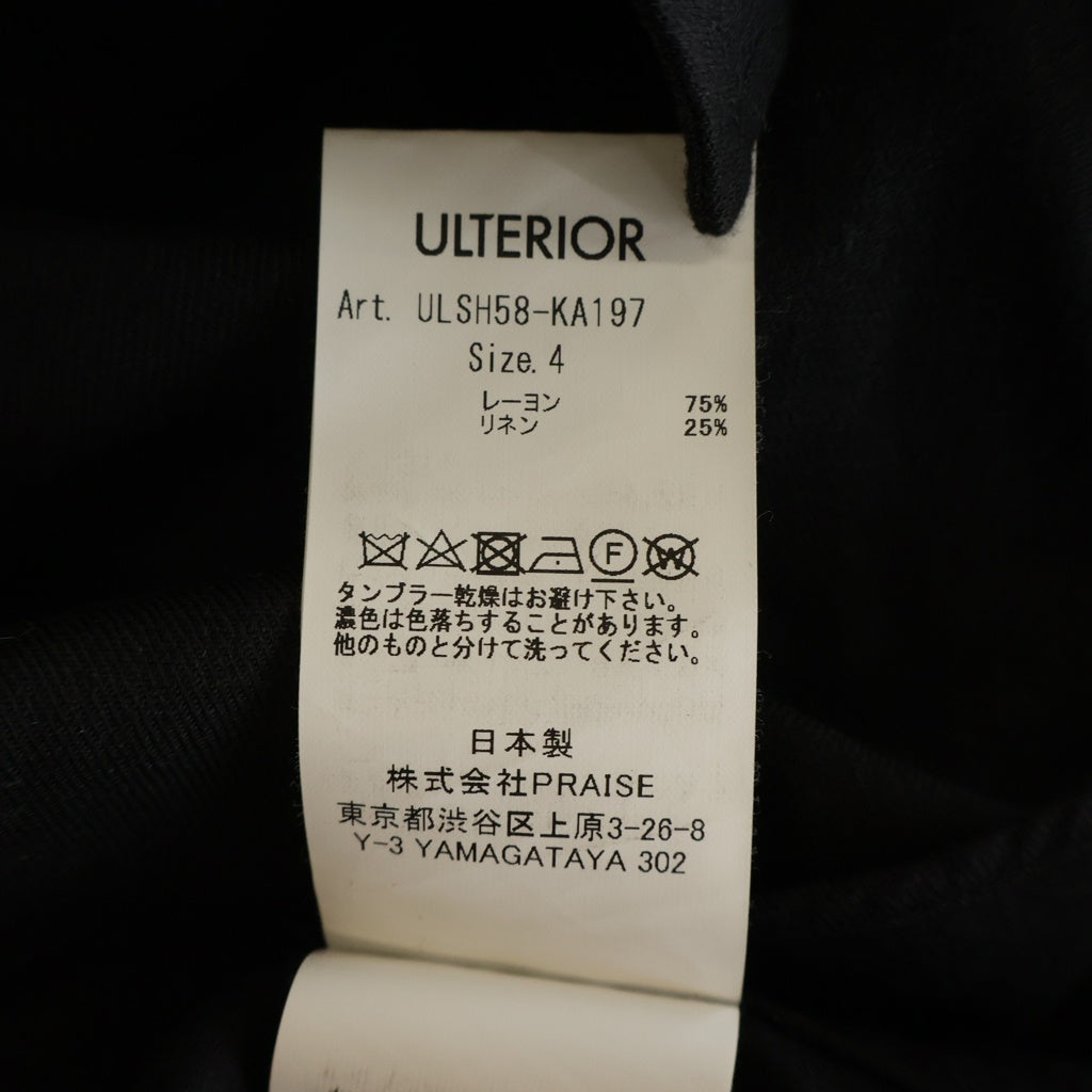 ULTERIOR(アルテリア) RAYON LINEN TWILL HALF-ZIP SHIRT レーヨンリネン ツイルハーフジップ半袖シャツ ブラック ULSH58-KA197