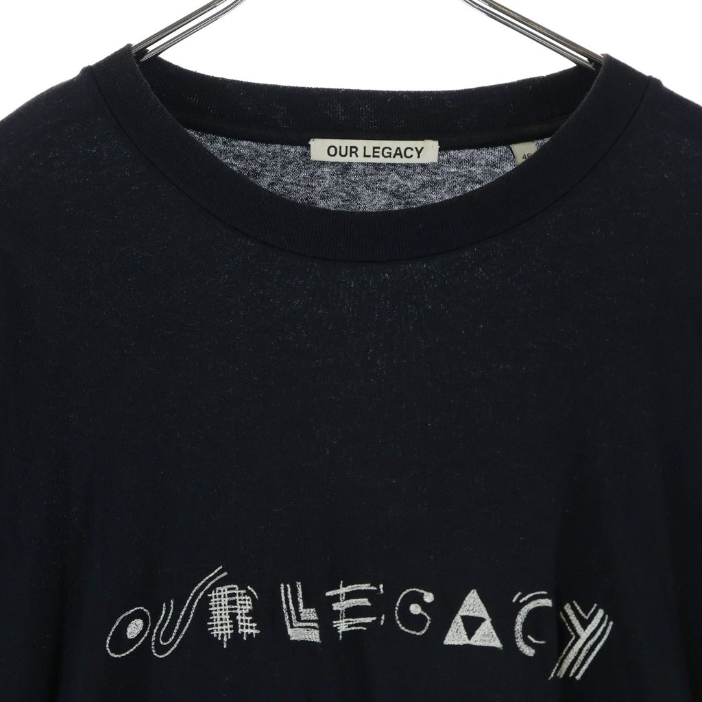 OUR LEGACY(アワーレガシー) ロゴ刺繍 クルーネック 長袖Tシャツ カットソー ブラック M4226CLB