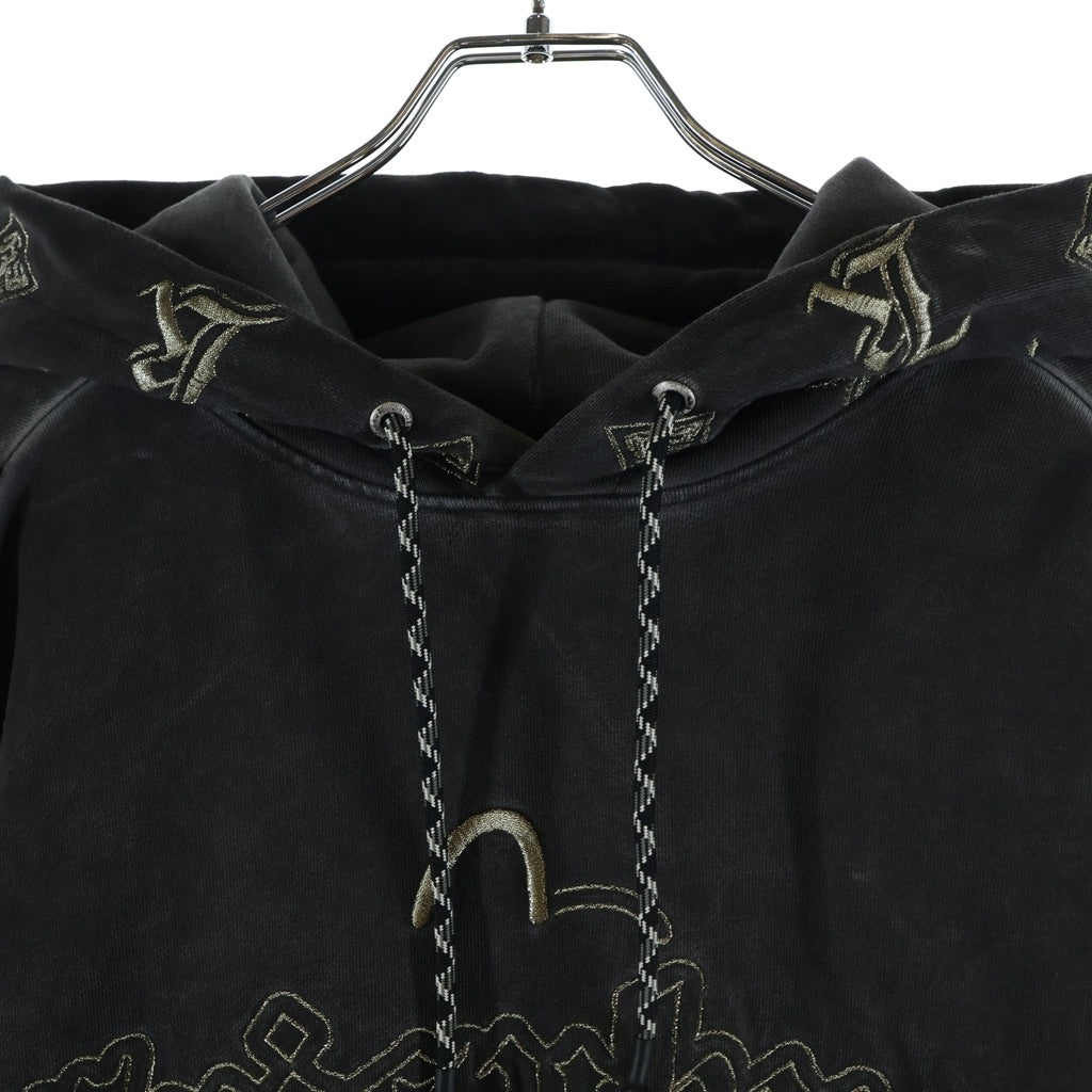 EVISU(エビス) KURO 刺繍 スウェット プルオーバーパーカー ブラック