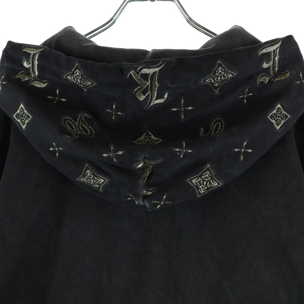 EVISU(エビス) KURO 刺繍 スウェット プルオーバーパーカー ブラック