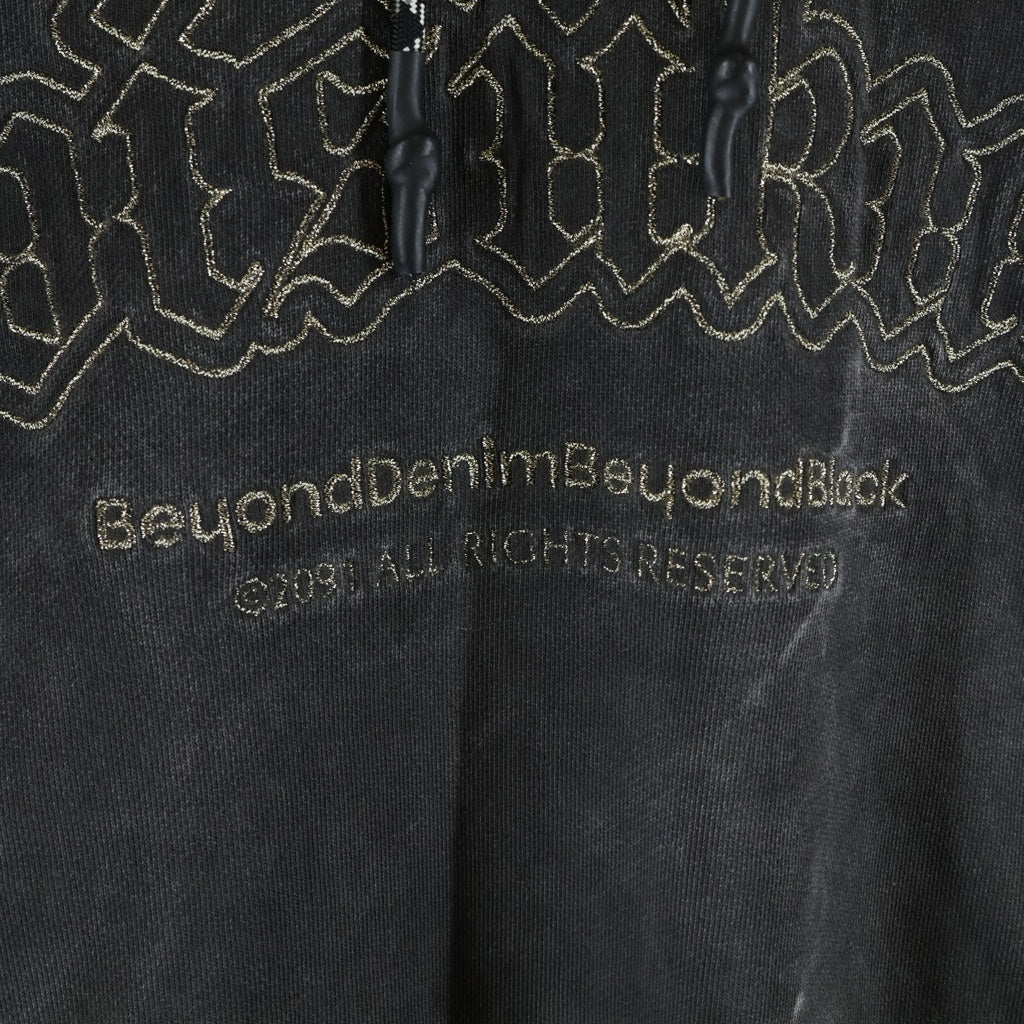 EVISU(エビス) KURO 刺繍 スウェット プルオーバーパーカー ブラック