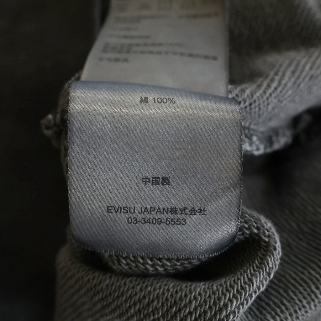 EVISU(エビス) KURO 刺繍 スウェット プルオーバーパーカー ブラック