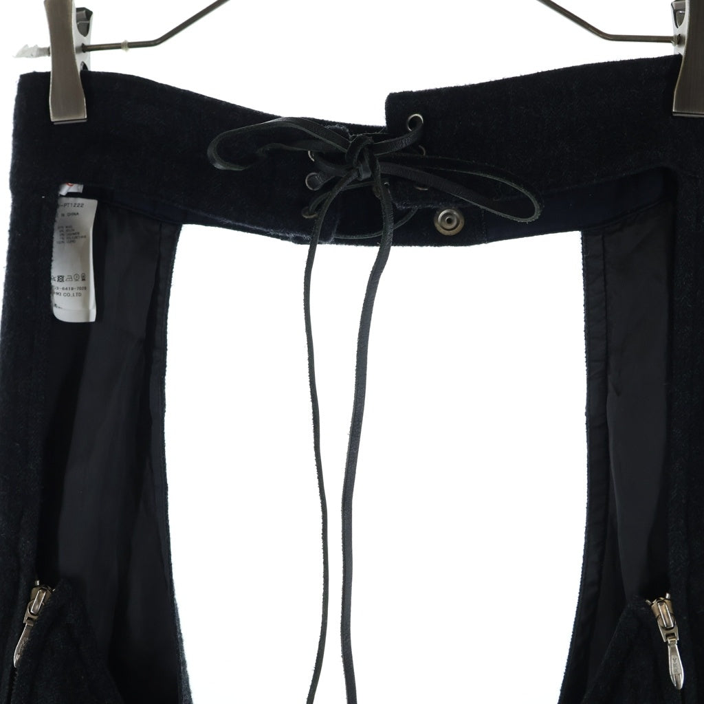 MASU(エムエーエスユー) 22AW TOWN CHAPS チャップスモカ レイヤード ウール 変形パンツ ブラック MVFW-PT1222