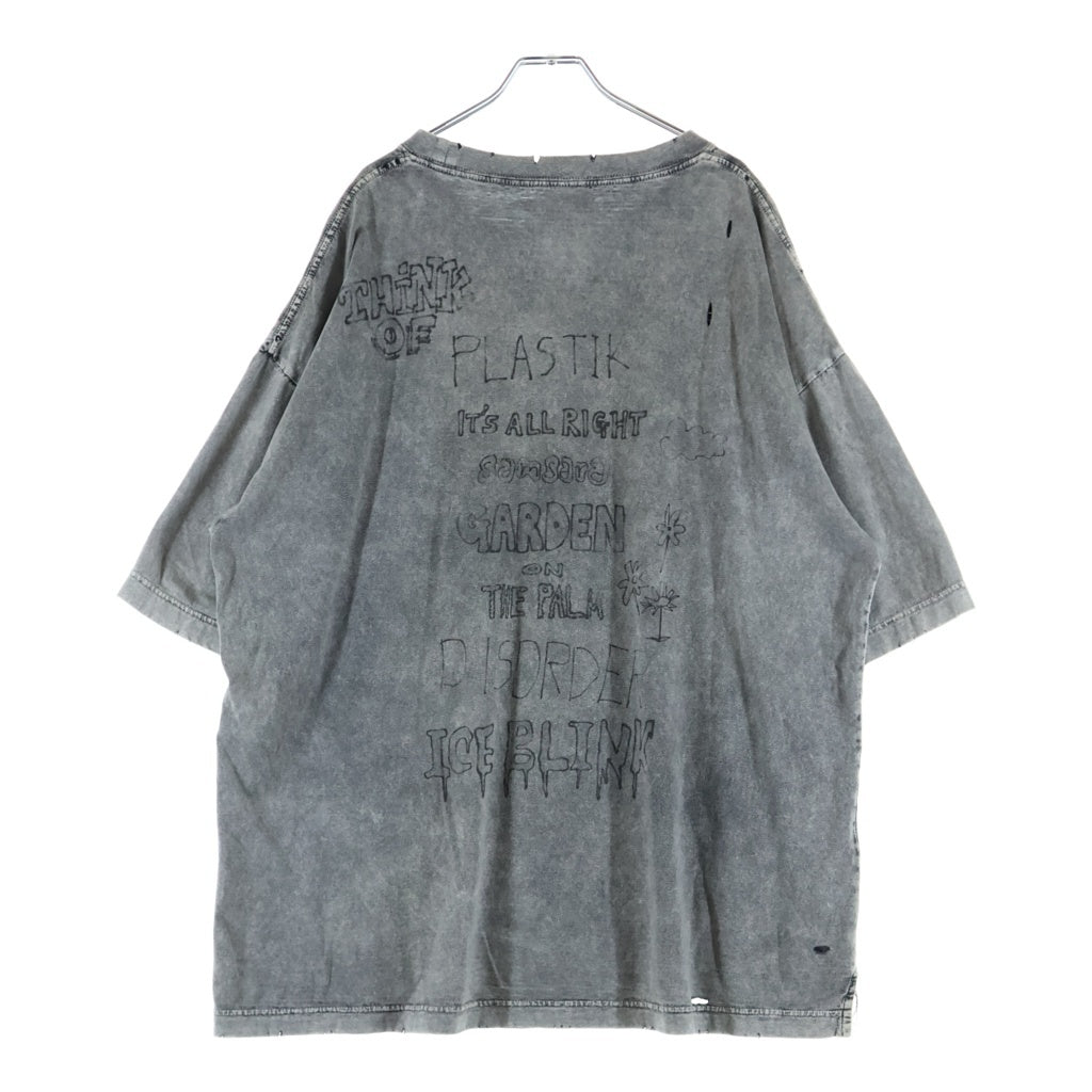 MAISON MIHARAYASUHIRO(メゾンミハラヤスヒロ) 24AW Distressed Cat Print T-shirt ブリーチ加工 キャットプリント 半袖Tシャツ カットソー グレー A13TS611