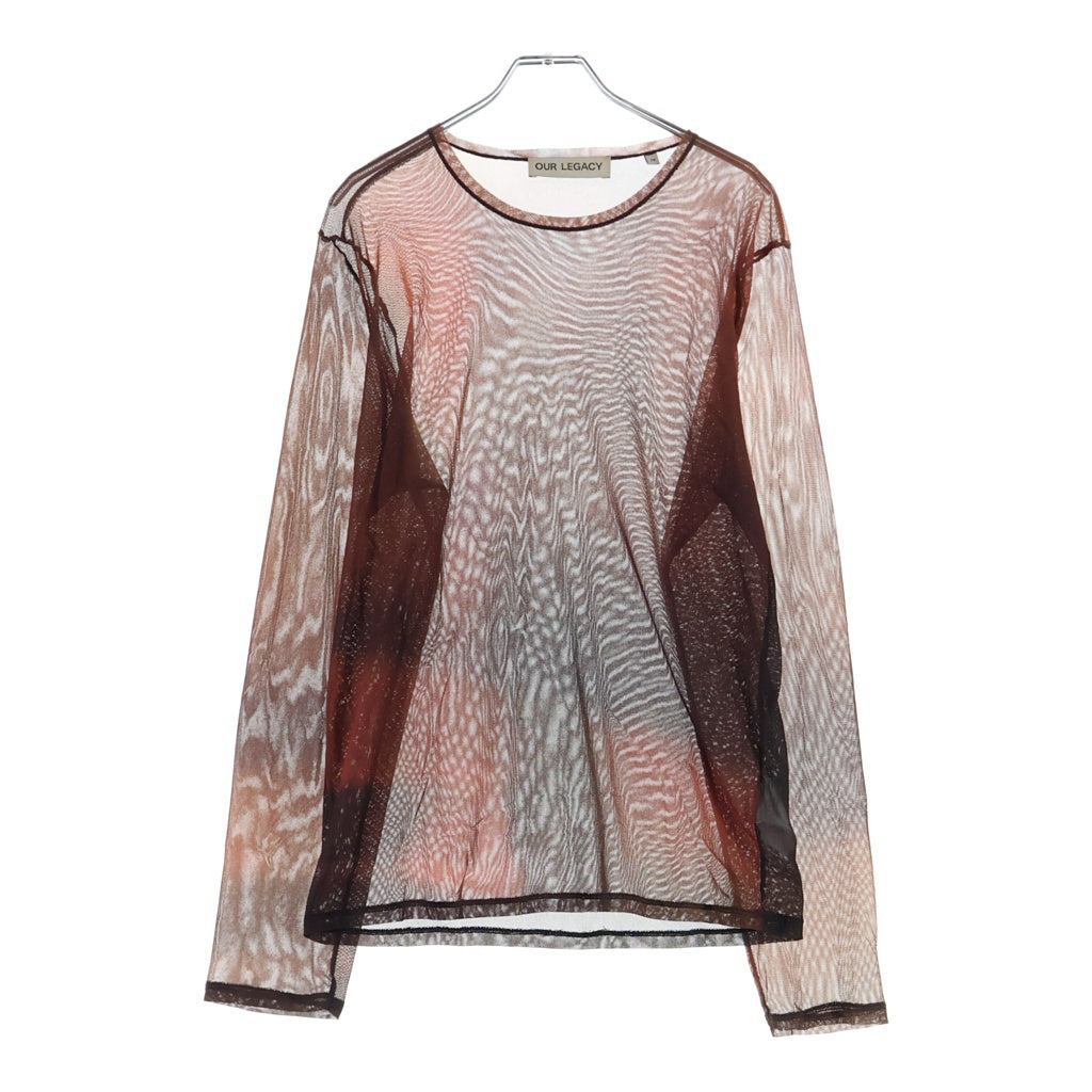 OUR LEGACY(アワーレガシー) 23SS ダークライトプリント メッシュ 長袖Tシャツ カットソー レッド M2236RSD