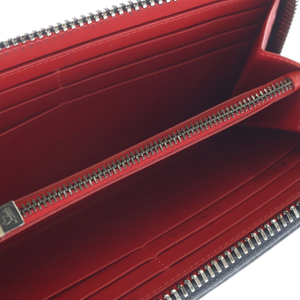 CHRISTIAN LOUBOUTIN(クリスチャンルブタン) PANETTONE LONG ZIP WALLET パネトーネ スパイクスタッズ カーフレザー ロングウォレット 長財布 ブラック