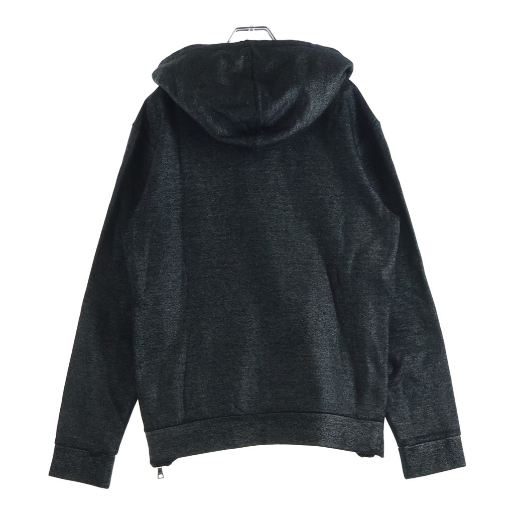 BALMAIN(バルマン) ロゴワッペン サイドジップ ラメ加工 スウェットジップパーカー ブラック W8H6643J190B