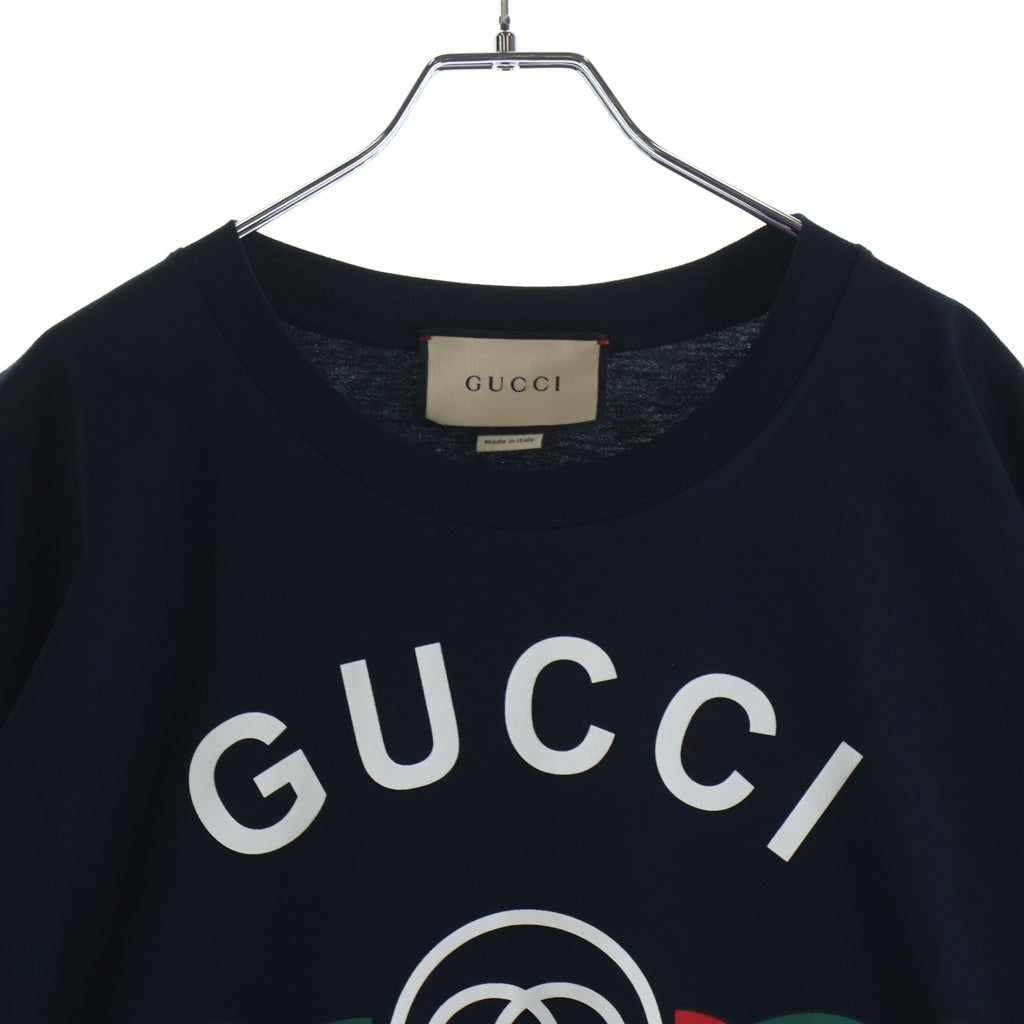GUCCI(グッチ) FIRENZE 1921 PRINT TEE フィレンツェ プリントデザイン クルーネック半袖Tシャツカットソー ブラック 616036 XJD7T