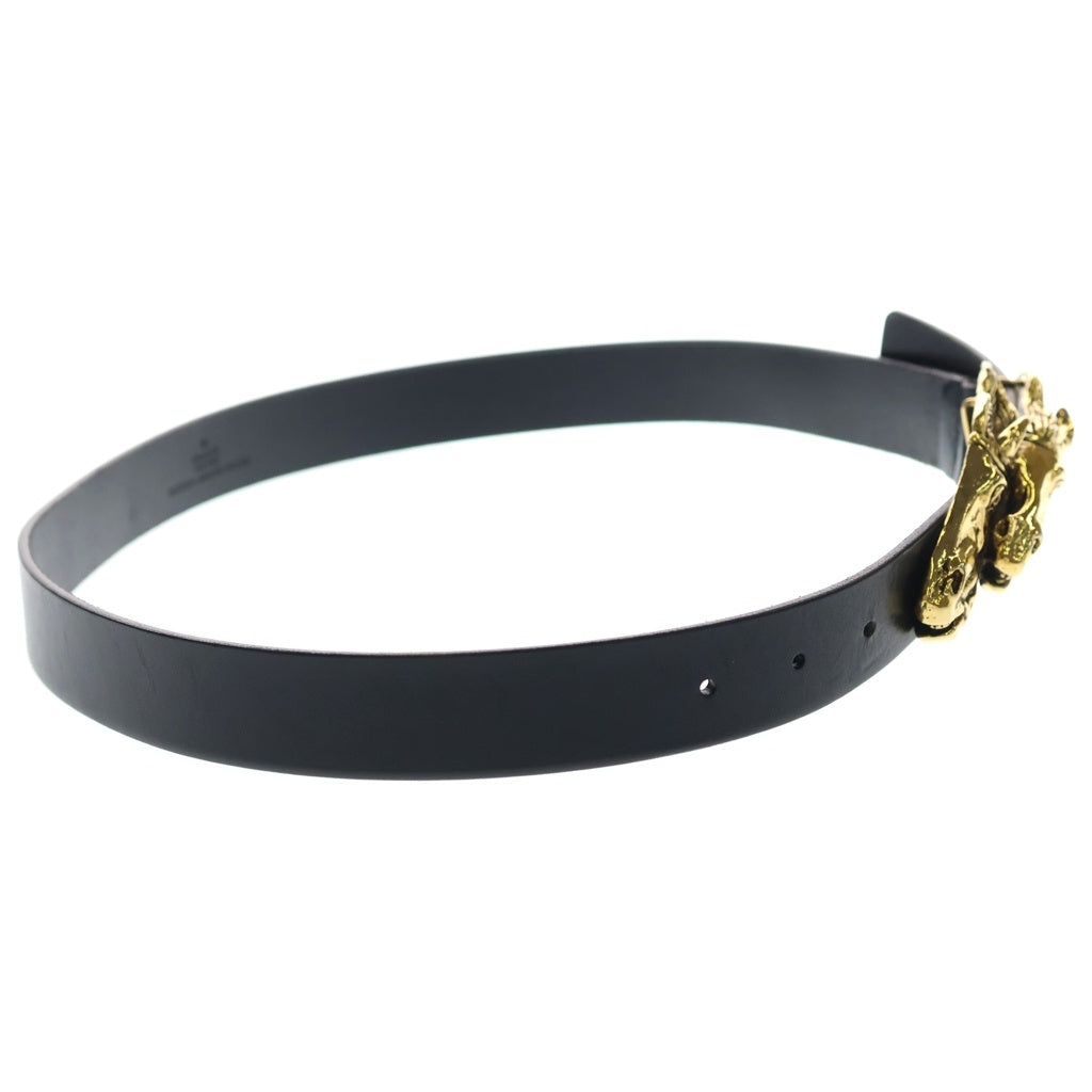 GUCCI(グッチ) ホースバックル レザーベルト ブラック/ゴールド 163500 480199