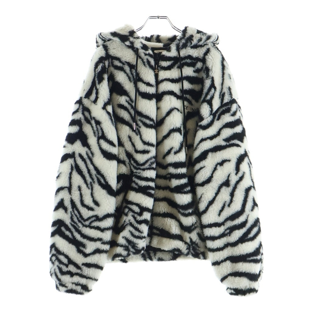 CELINE(セリーヌ) Alpaca Tiger Fleece Jacket アルパカ混 タイガー フリースジャケット ホワイト/ブラック 2Y905386W