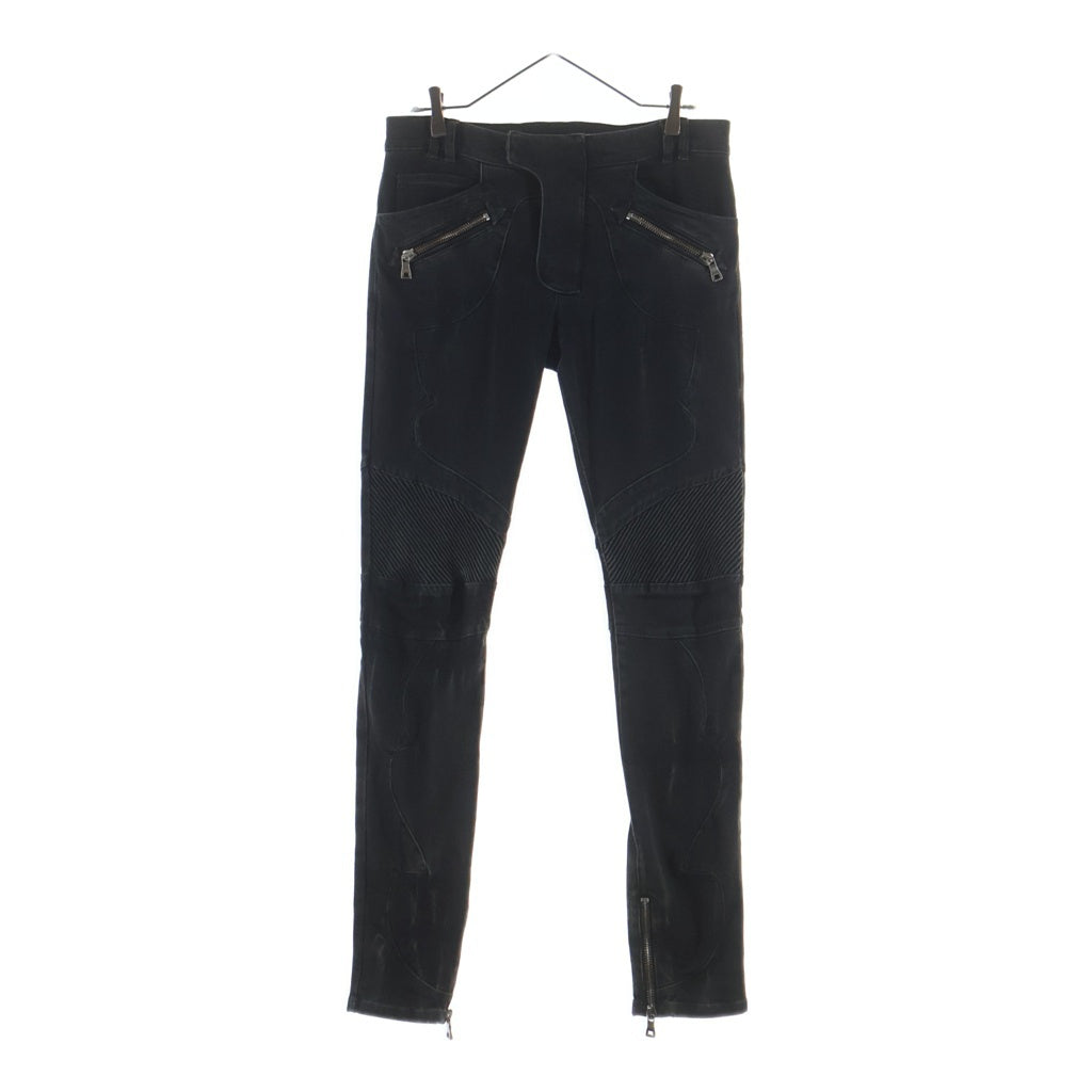BALMAIN(バルマン) 裾ジップ バイカーデニムパンツ ブラック S8H5137T008