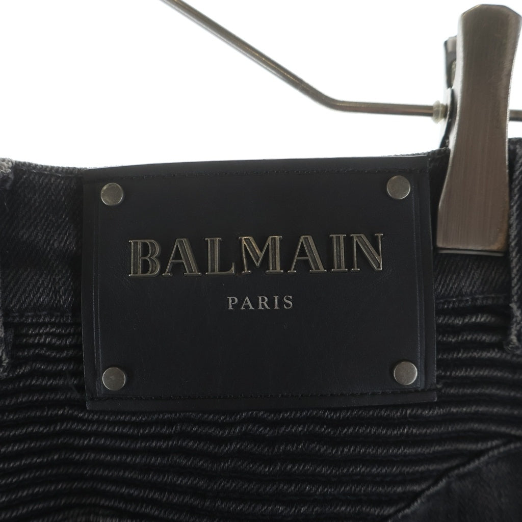 BALMAIN(バルマン) 裾ジップ バイカーデニムパンツ ブラック S8H5137T008