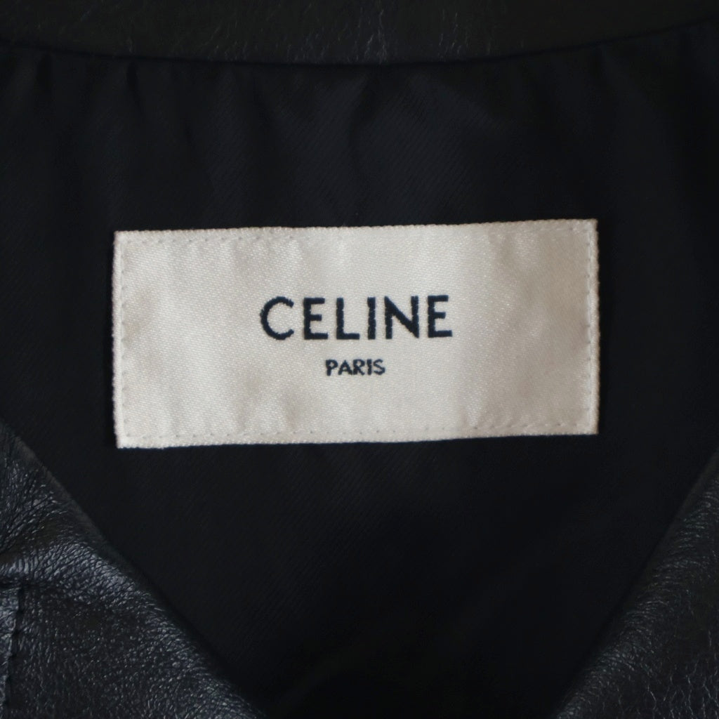 CELINE(セリーヌ) ウエスタン ベロア切替 ラムレザージャケット ブラック 2EH26280D