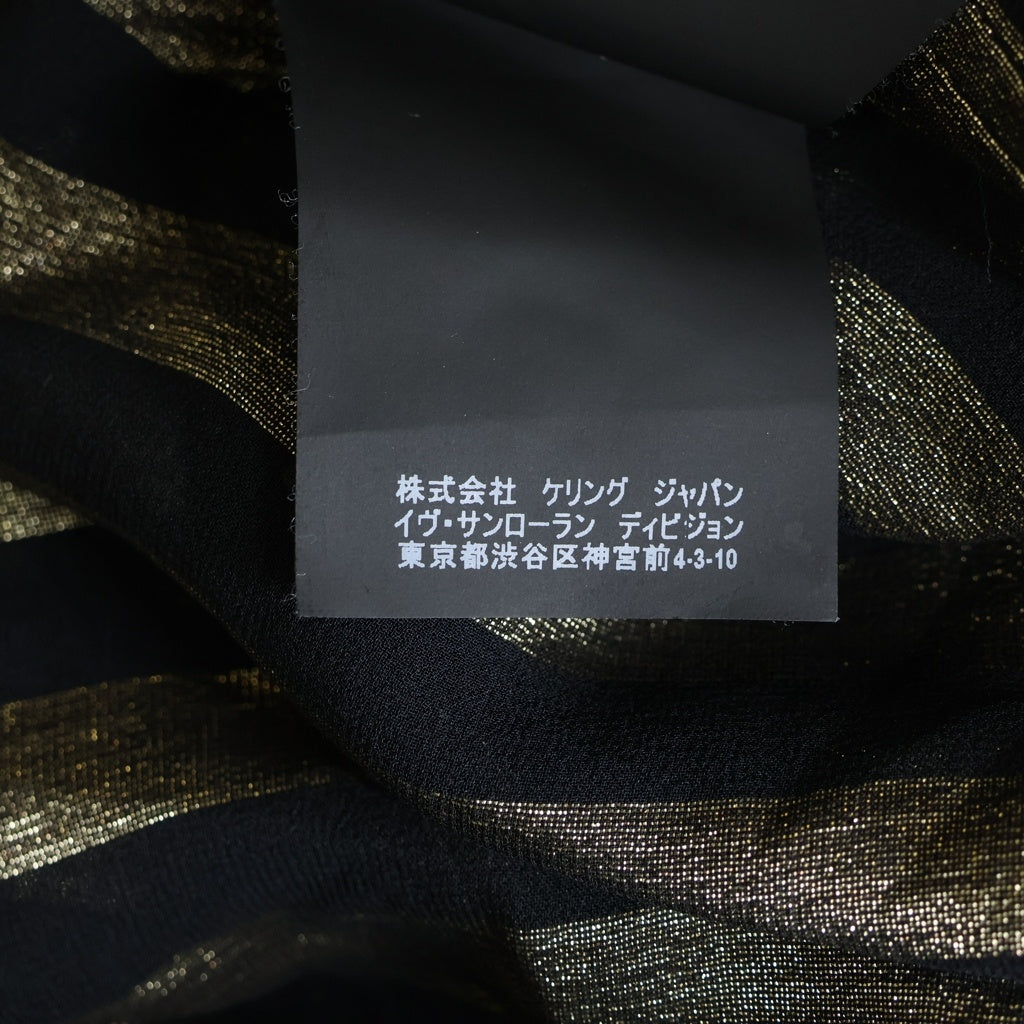 SAINT LAURENT PARIS(サンローランパリ) ストライプ シルク長袖シャツ ブラック 564172 Y006H