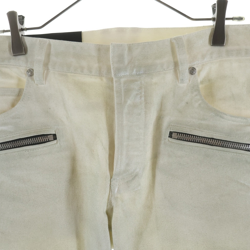 BALMAIN(バルマン) コーティング加工 バイカーデニムパンツ ホワイト RH15130Z008