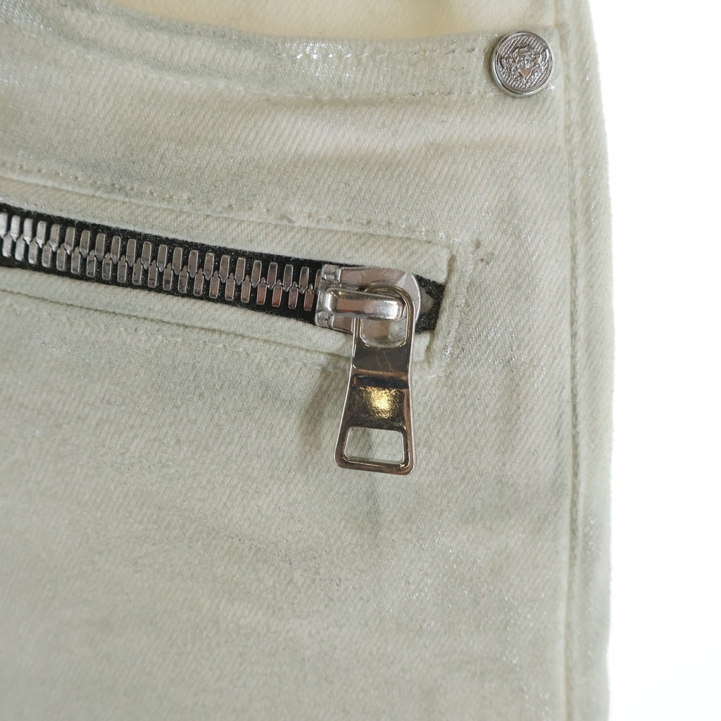 BALMAIN(バルマン) コーティング加工 バイカーデニムパンツ ホワイト RH15130Z008