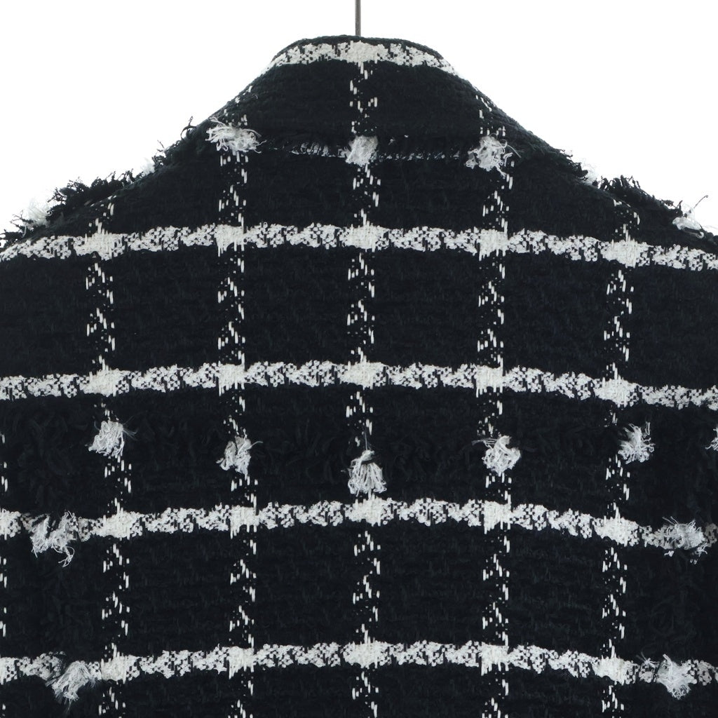 BALMAIN(バルマン) ツイード ダブルライダースジャケット ホワイト/ブラック SH08242S006