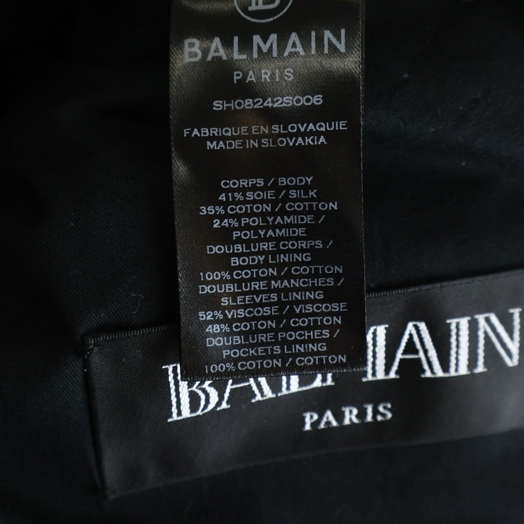 BALMAIN(バルマン) ツイード ダブルライダースジャケット ホワイト/ブラック SH08242S006