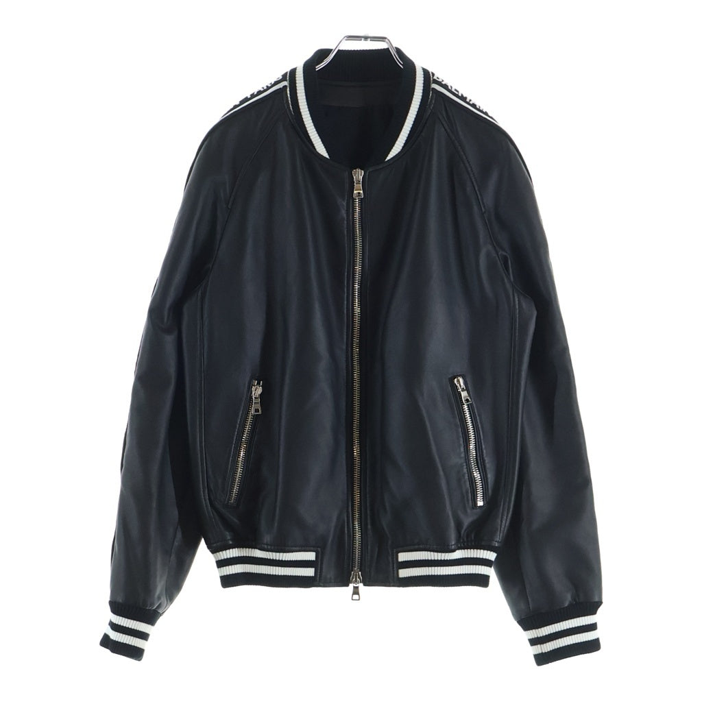 BALMAIN(バルマン) ロゴラベル レザーブルゾン ジャケット ブラック RH18893L002