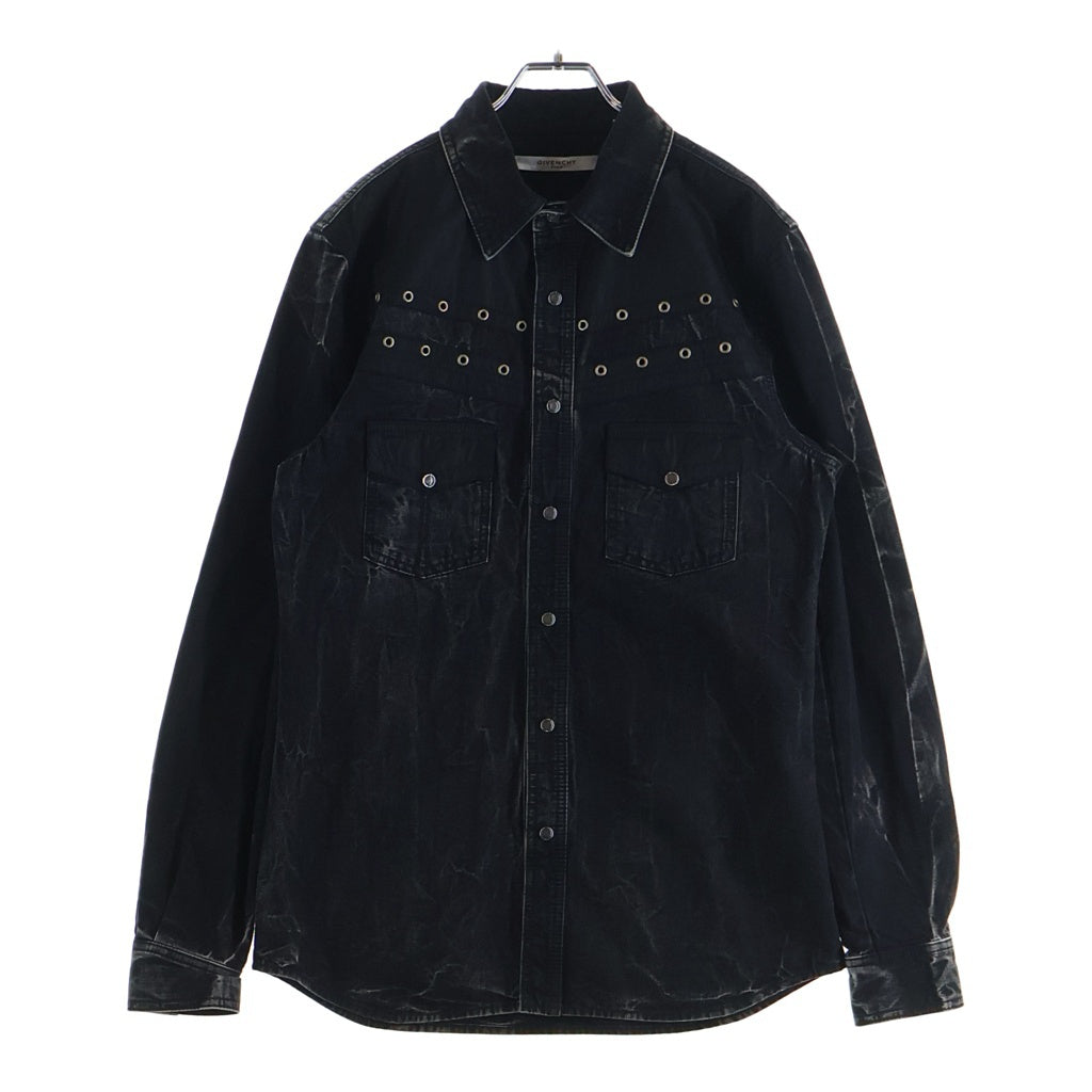 GIVENCHY(ジバンシィ) ウォッシュ加工 スナップボタン ウエスタンデニム 長袖シャツ ブラック BM604G5048