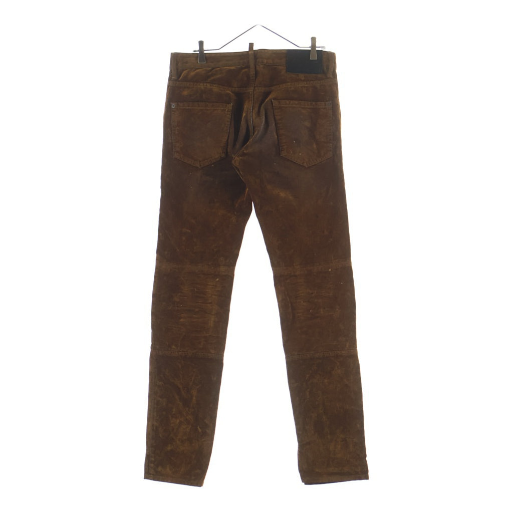 DSQUARED2(ディースクエアード) 24AW ベロア加工 スリット ストレートデニムパンツ ブラウン S74KB0970