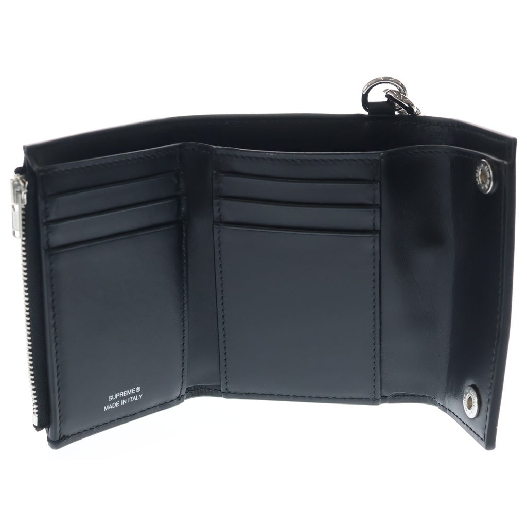 SUPREME(シュプリーム) 25SS Leather Chain Wallet Black レザー チェーン コンパクトウォレット 3つ折り財布 ブラック