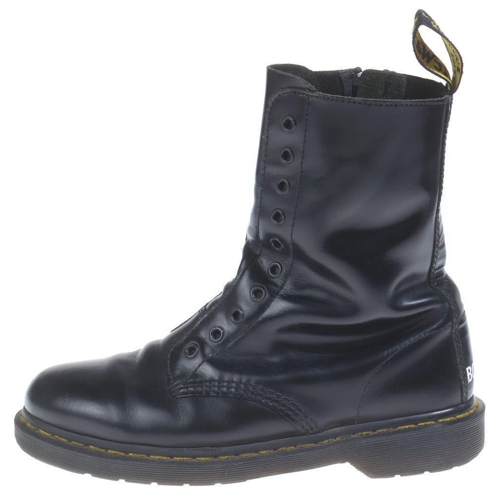 VETEMENTS(ヴェトモン) 18SS BODERLINE LEATHER BOOTS 10ホール サイドジップ ノーレース レザー ブーツ ブラック 1490VTM