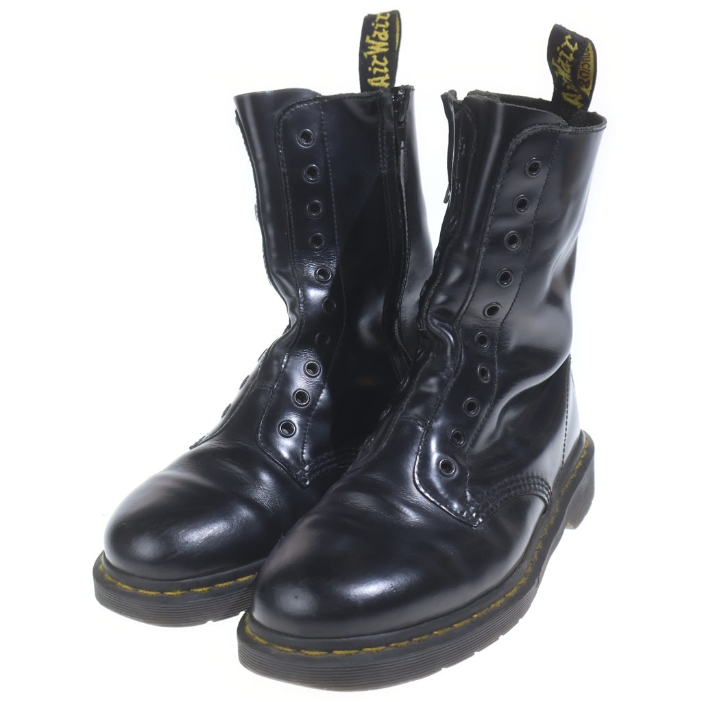 VETEMENTS(ヴェトモン) 18SS BODERLINE LEATHER BOOTS 10ホール サイドジップ ノーレース レザー ブーツ ブラック 1490VTM