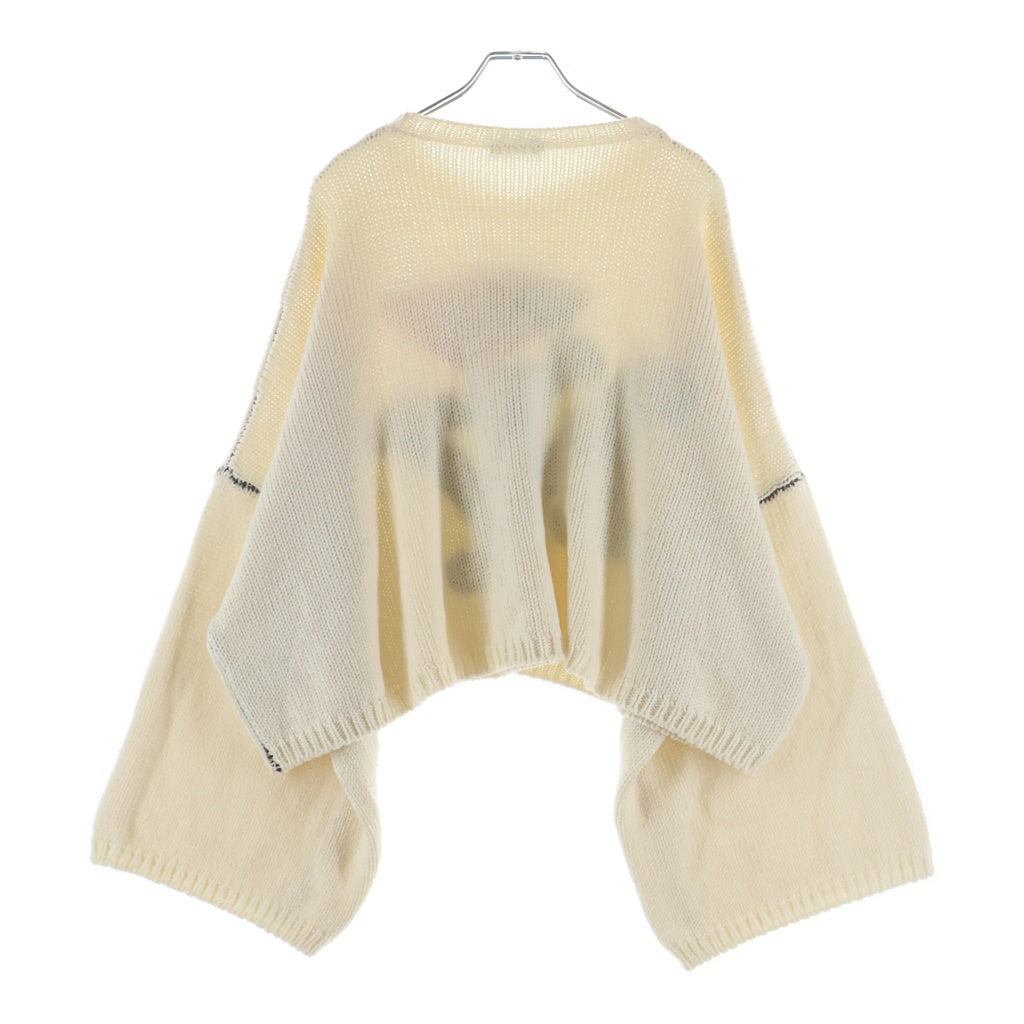 RAF SIMONS(ラフシモンズ) 17AW OVERSIZED T-SHIRT WITH JACQUARD IMAGE オーバーサイズ NYエンブロイダリー ジャガード ニット セーター ホワイト RAF-172-827-50003