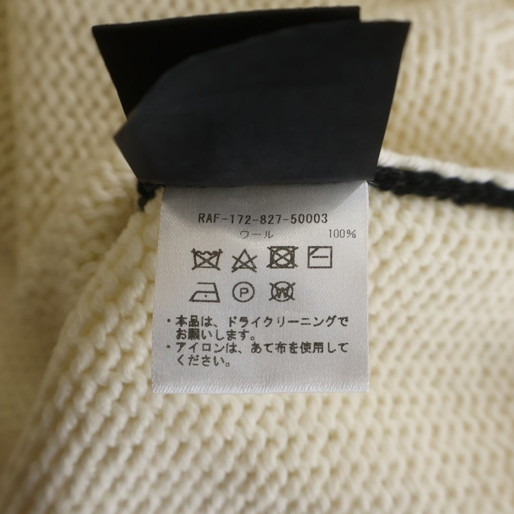 RAF SIMONS(ラフシモンズ) 17AW OVERSIZED T-SHIRT WITH JACQUARD IMAGE オーバーサイズ NYエンブロイダリー ジャガード ニット セーター ホワイト RAF-172-827-50003
