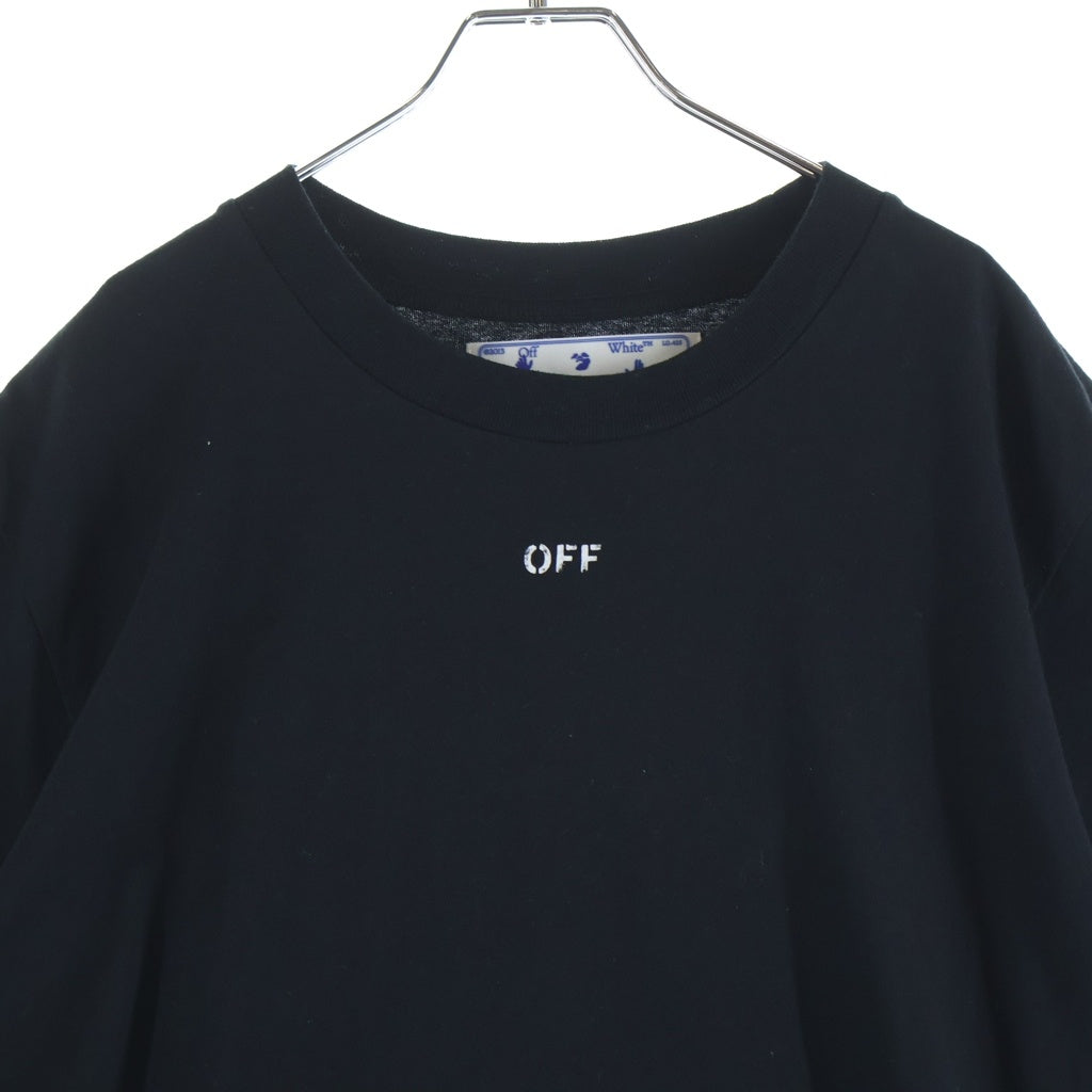 OFF-WHITE(オフホワイト) STENCIL S/S SLIM TEE バックステンシルロゴ クルーネック半袖Tシャツカットソー ブラック OMAA027E20JER006