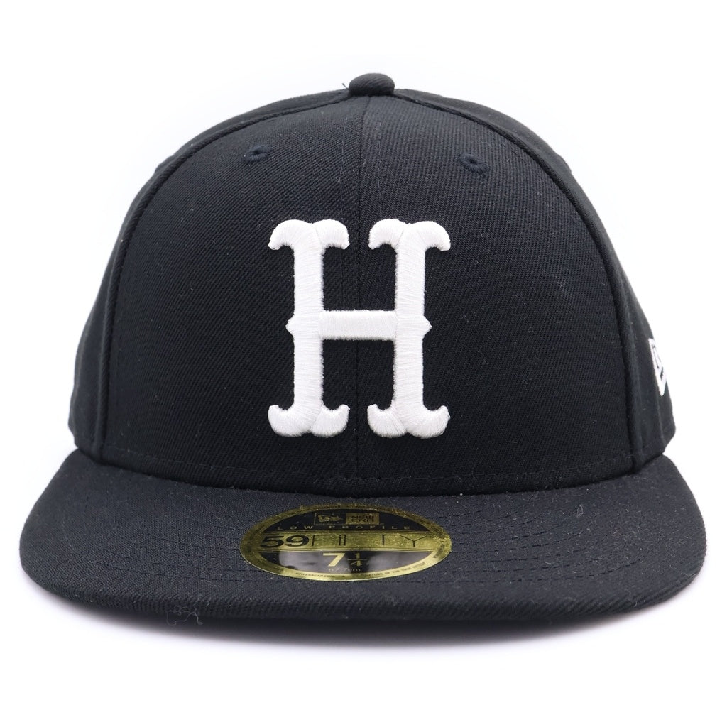 HUF(ハフ) ×New Era 59FIFTY ニューエラ ロゴ刺繍 ベースボールキャップ 帽子 ブラック