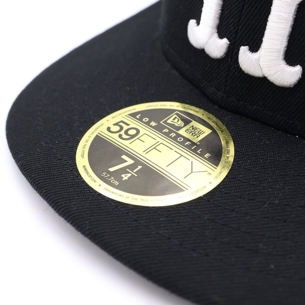HUF(ハフ) ×New Era 59FIFTY ニューエラ ロゴ刺繍 ベースボールキャップ 帽子 ブラック