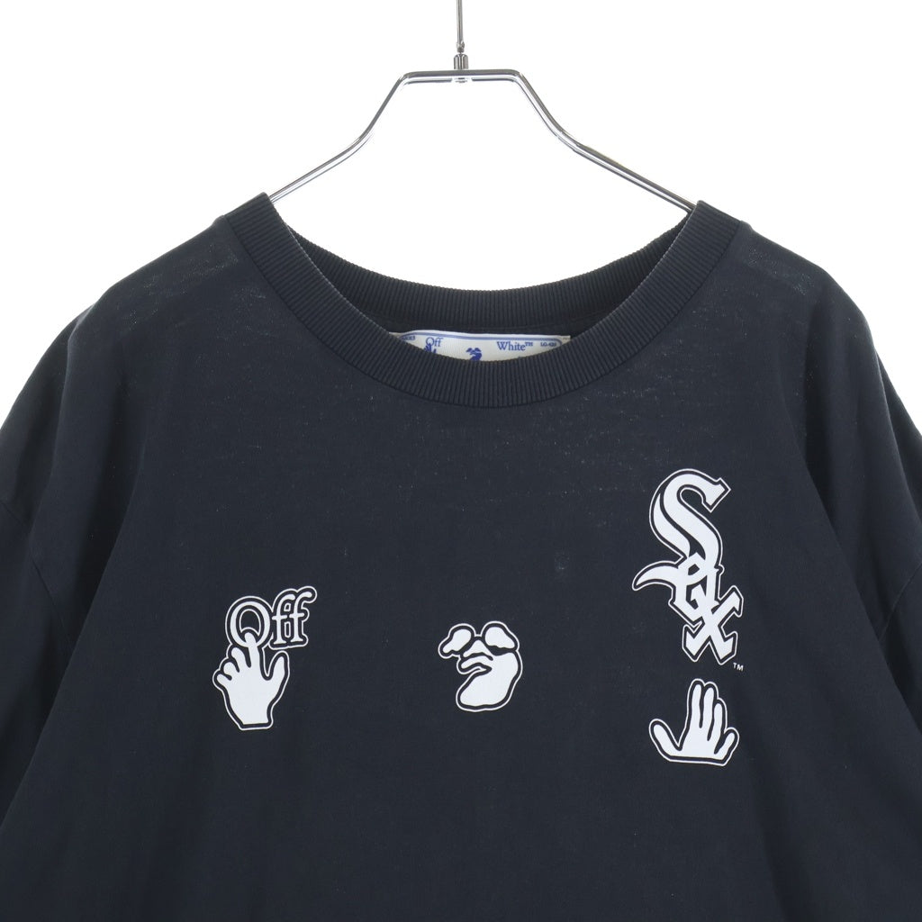OFF-WHITE(オフホワイト) ×MLB CHICAGO WS SS TEE シカゴ ユーズド加工 半袖Tシャツ カットソー ブラック OMAA027G21JER006