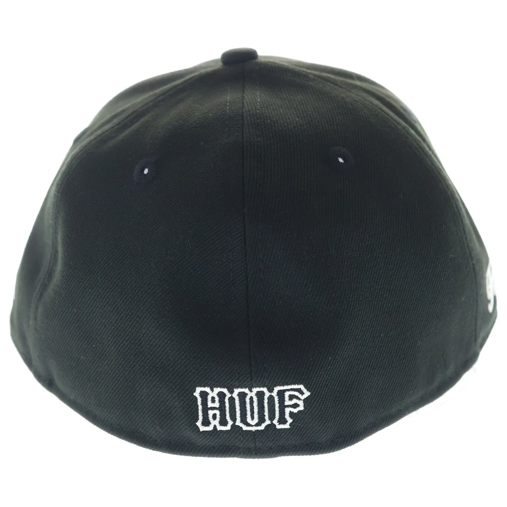 HUF(ハフ) ×New Era 59FIFTY ニューエラ ロゴ刺繍 ベースボールキャップ 帽子 ブラック