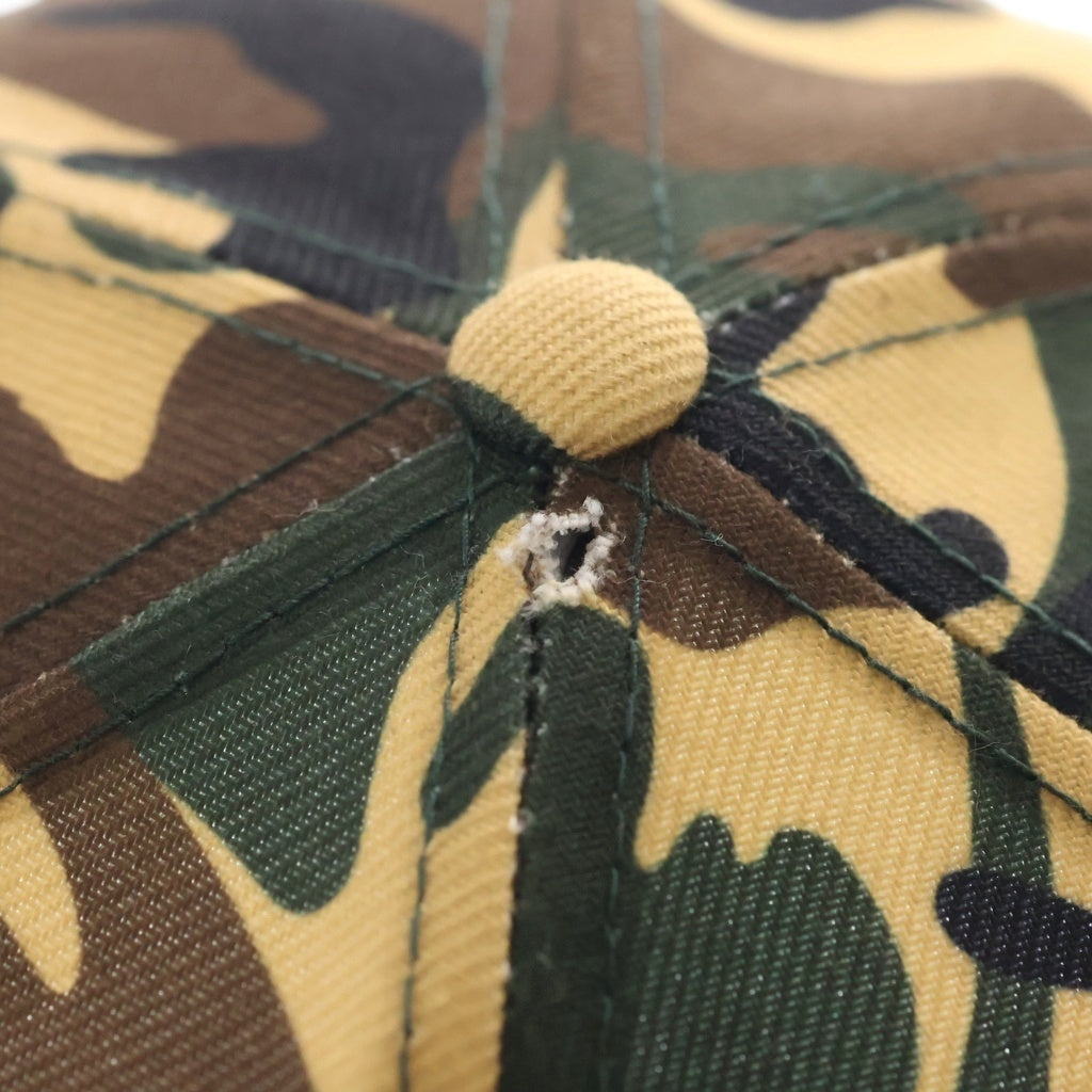 A BATHING APE(アベイシングエイプ) ×New Era ニューエラ ロゴ刺繍 カモ柄 ベースボールキャップ 帽子 カーキ AAPCPM4001XBB