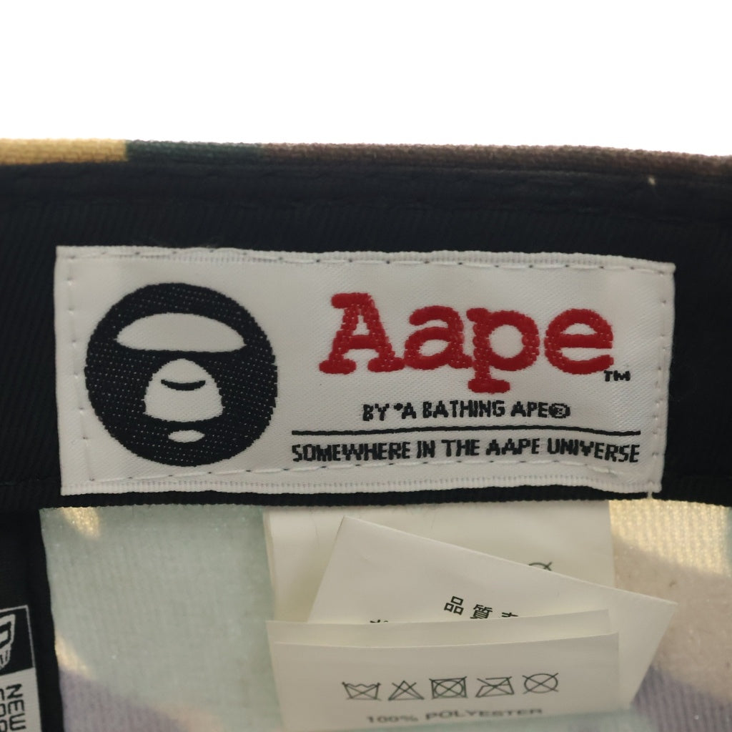A BATHING APE(アベイシングエイプ) ×New Era ニューエラ ロゴ刺繍 カモ柄 ベースボールキャップ 帽子 カーキ AAPCPM4001XBB