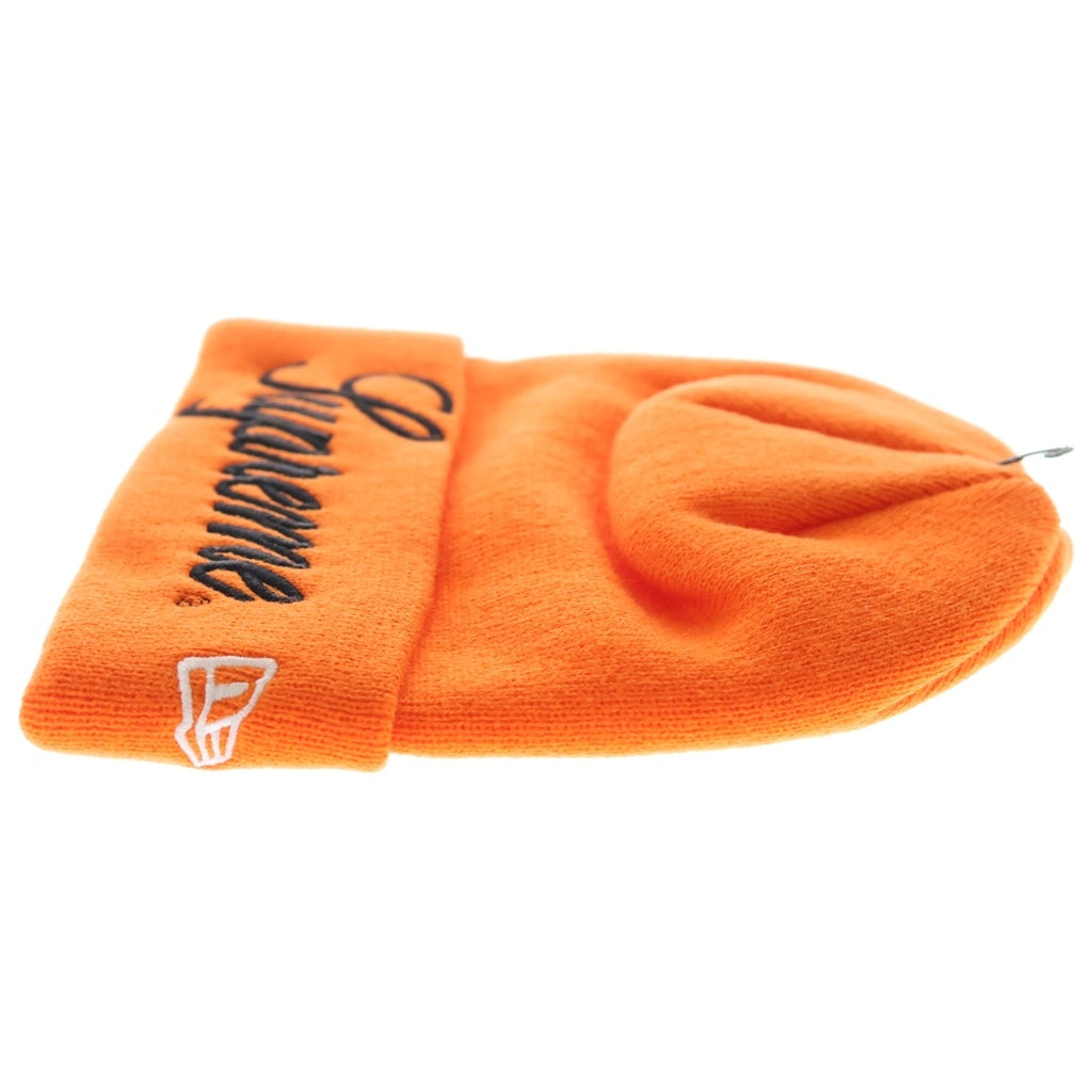 SUPREME(シュプリーム) 24AW× New Era Script Beanie ニューエラ ロゴ 刺繍 ニット帽 ビーニー ニットキャップ オレンジ