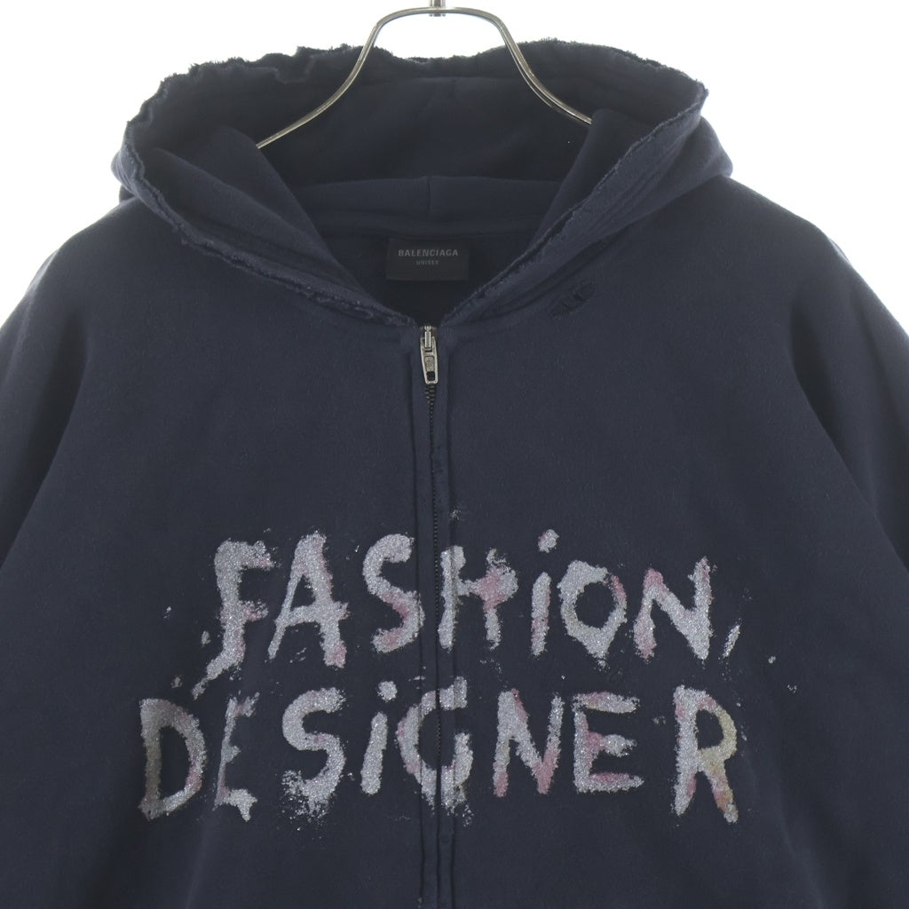 BALENCIAGA(バレンシアガ) 24AW Fashion Designer Pulled Zip Up Hoodie ファッションデザイナー スウェットジップパーカー バレンシアガ ブラック 808227 TSVC3