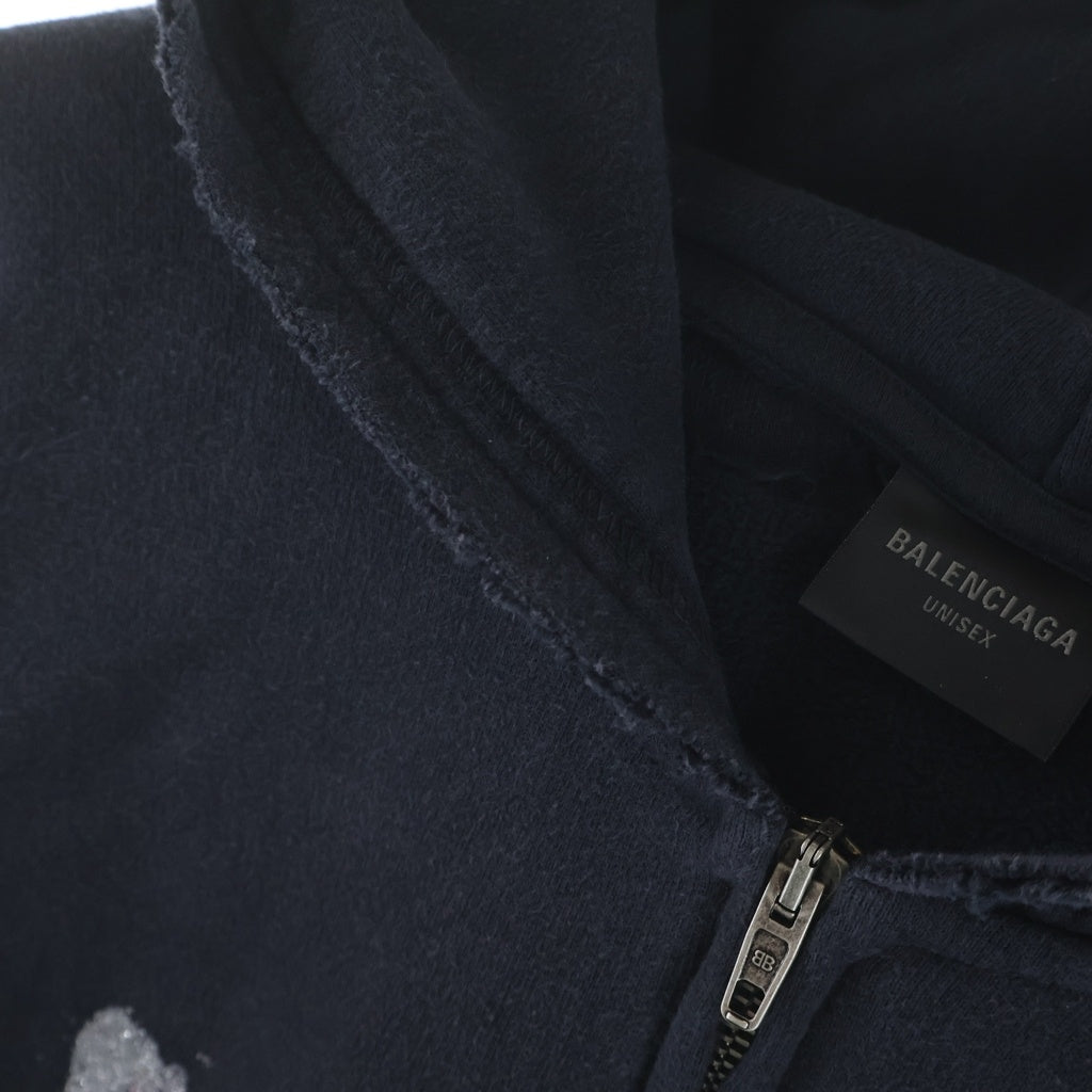 BALENCIAGA(バレンシアガ) 24AW Fashion Designer Pulled Zip Up Hoodie ファッションデザイナー スウェットジップパーカー バレンシアガ ブラック 808227 TSVC3